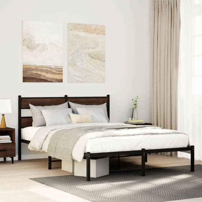VidaXL Cadre de lit sans matelas avec tête de lit 140x200 cm, lit double, meuble de chambre à coucher, lit d'appoint, lit, 4017152