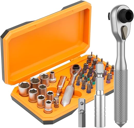 42 in 1 Magnetic Screwdriver Set, DIY Ratchet Screwdriver Set, Multi Bit Magnetic Drive Set with Detachable Ratchet Handle, Port