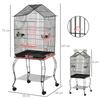 Bird Cage with Rolling Stand, Removable Tray & Feeders for Canaries Parakeets, 50x58x137-145 Cm, Black