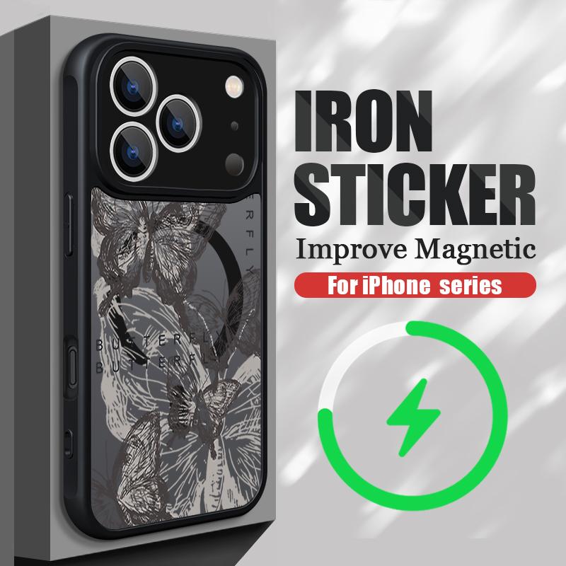 Creative Butterfly Flowers Pattern Case For iPhone 17 Pro Max Funda iPhone 16 15 14 13 Pro Max Rugged Bumper Magnetic For Magsafe Shockproof Cover