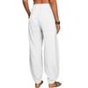 Women's Casual Pockets Elastic Waist Solid Pants Loose Long Trousers  Pants