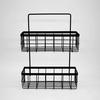 1 Pcs Wall Mounted Iron Storage Basket Kitchen Double-layer Rack Bathroom Toiletries Organizer Shelf