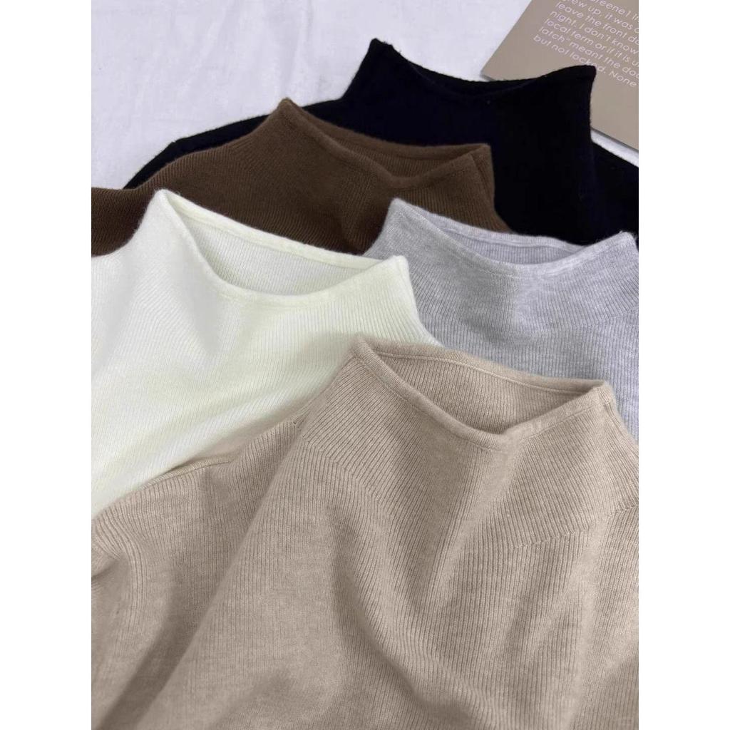 Women's Korean Style Soft Semi-High Neck Slim Fit Sweater - Autumn/Winter Pullover Knit Top
