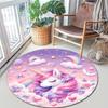 1Pc Cute Unicorn Circular Print Rug - Home Decoration Carpet For Living Room Bedroom Flooring Computer Chair Area Rug