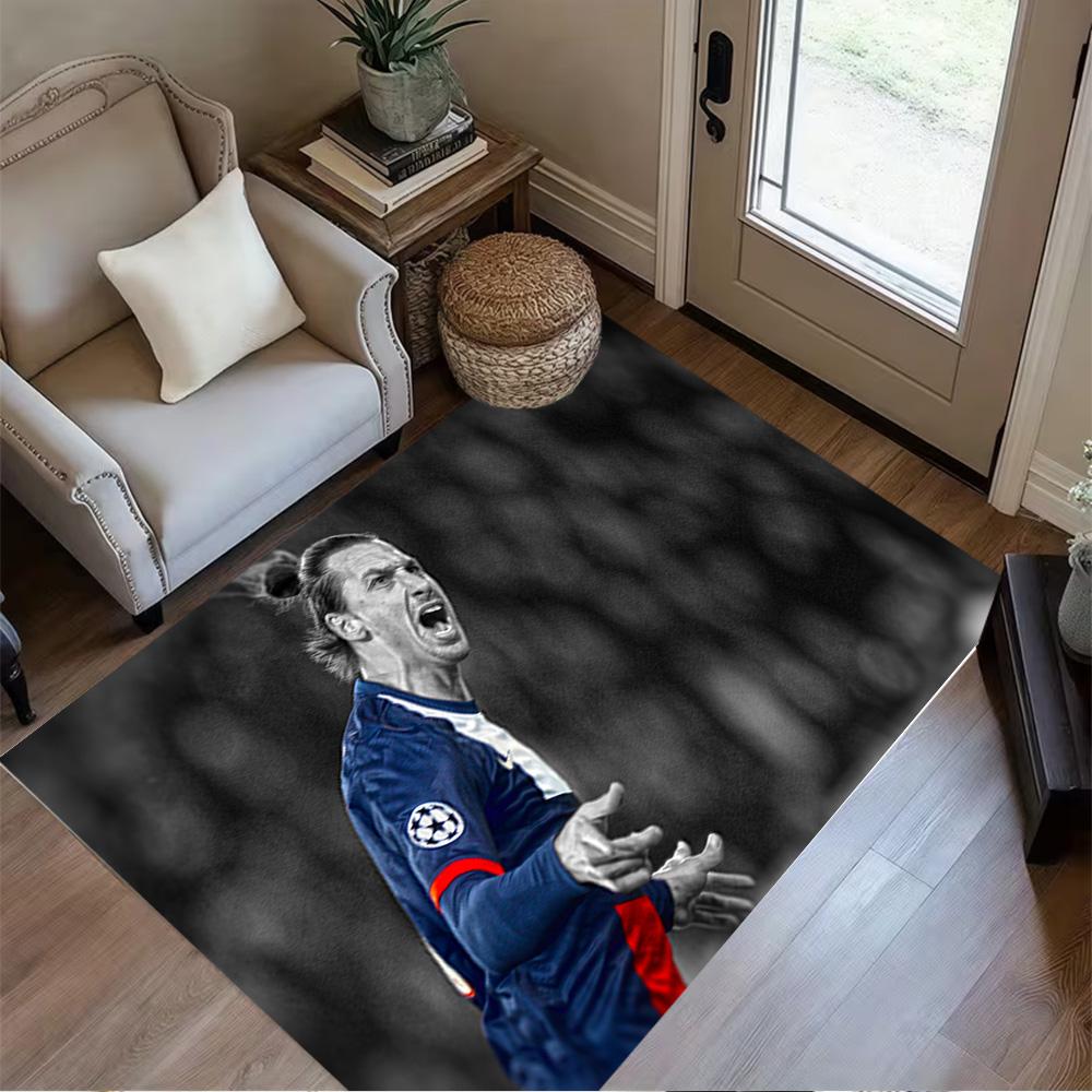 Soccer Player Action Area Rug Design for Game Room Hallway Foyer Dormitory Antislip Carpet Anime Office Decor Best for Christmas
