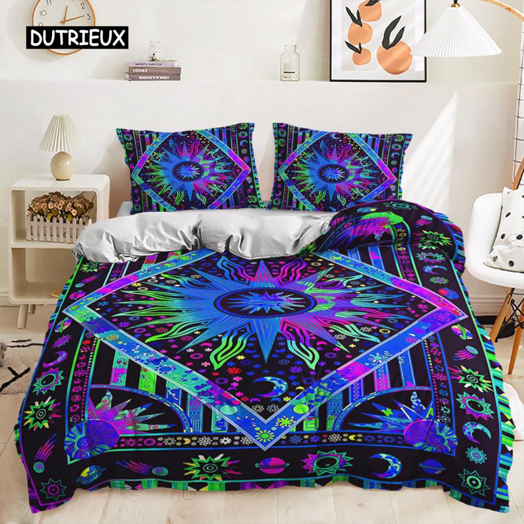 Bohemian Bedding Set Boho Flowers Duvet Cover Exotic Nationality Pillowcases Queen King for Woman Couple Bedroom Decorations