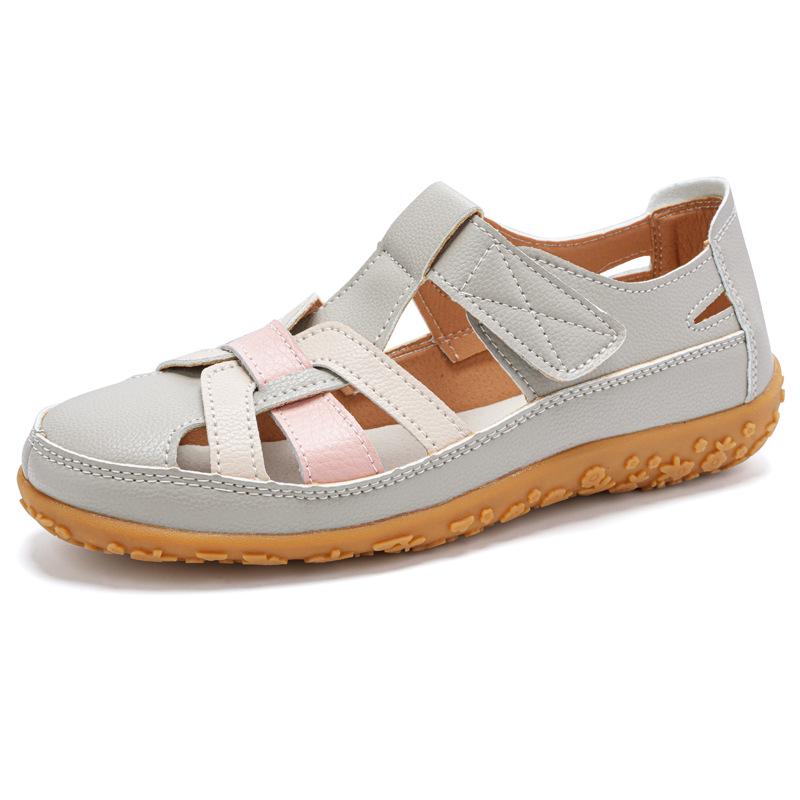 Plus Size Summer Retro Sandals: Soft Sole Velcro Beach Shoes for Women