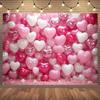 Multi Functional Pink Heart and White Wooden Background Fabric - Perfect for Teenage Parties and Birthday Parties
