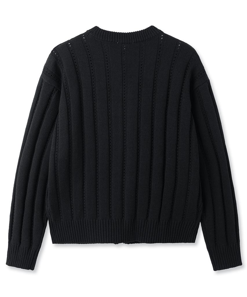 Openyard(Oy) Modish Cropped Stripe Cardigan - Black