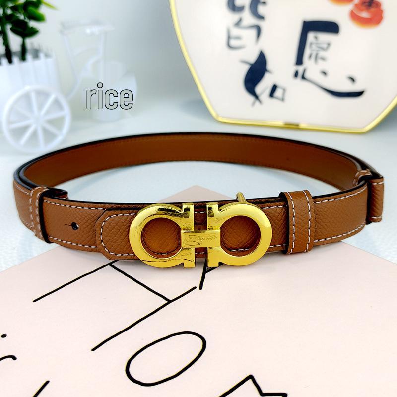 Women's Genuine Leather Thin Waist Belt – Casual Korean Style for Dresses and Pants