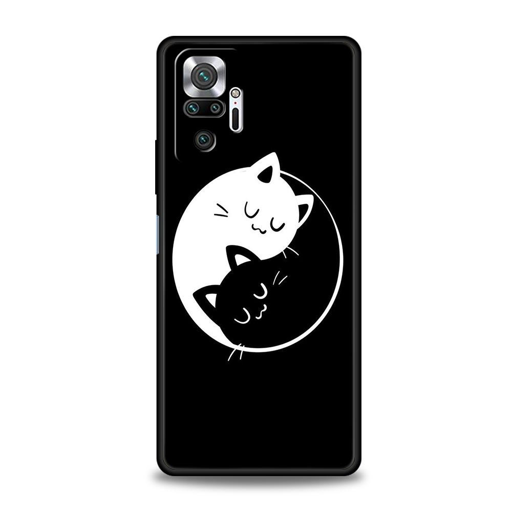 Cartoon Cat Phone Case For Xiaomi Redmi Note 14 13 5G 10 11 12 Pro Plus 4G 14C 13C 12C 10C Black Cover