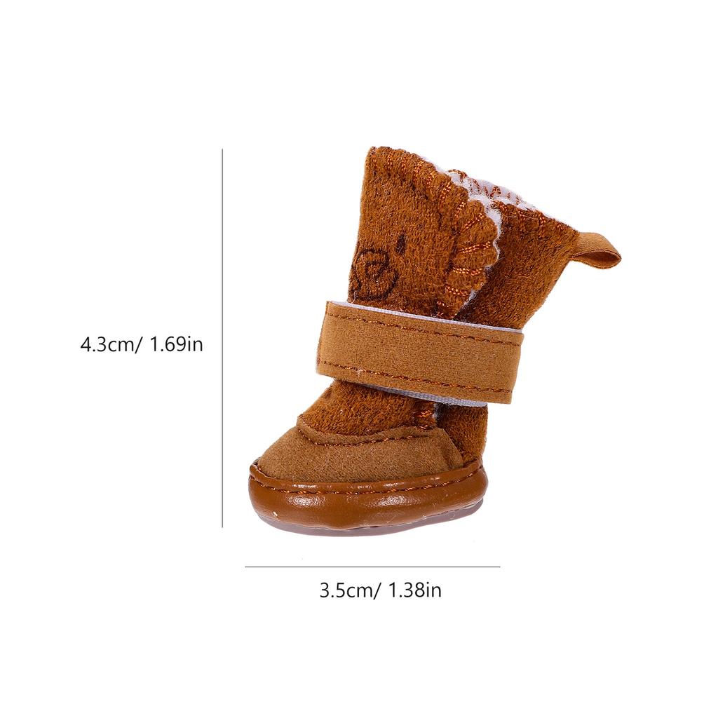 4Pcs Dog Warm Boots Winter Pet Snow Shoes Fleece Lined Cotton Material Anti-Slip Sole for Outdoor Hiking Running Sand Snow