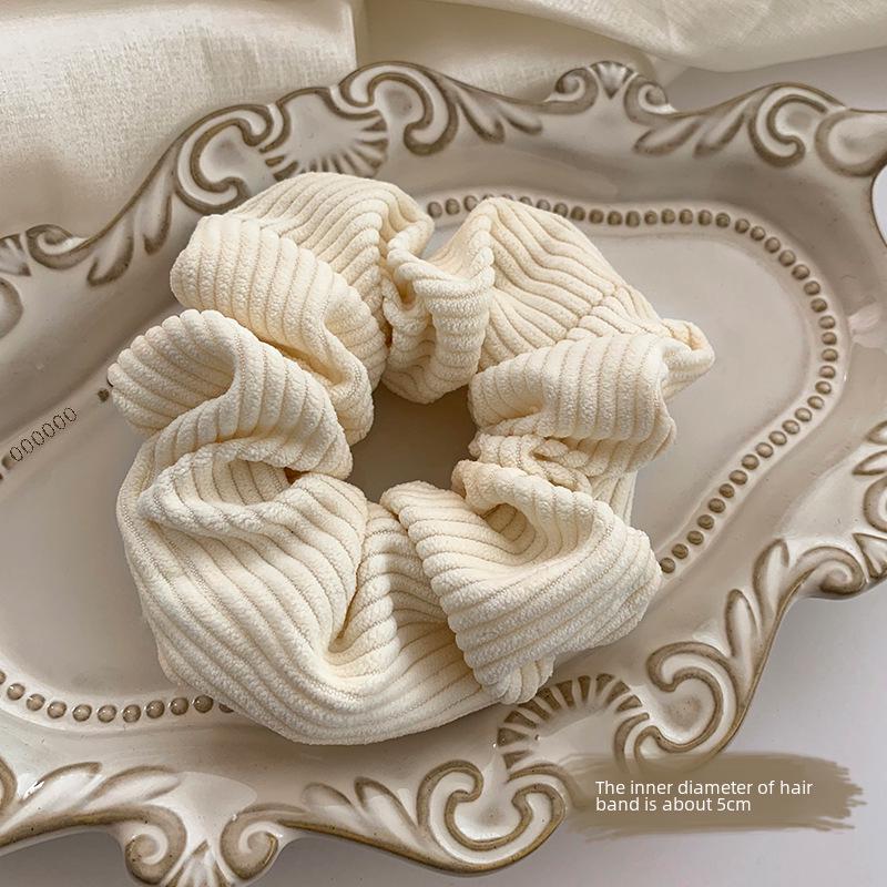 White Plush Hair Ring Elastic Band Headband with Ball - Autumn/Winter Accessories for Women