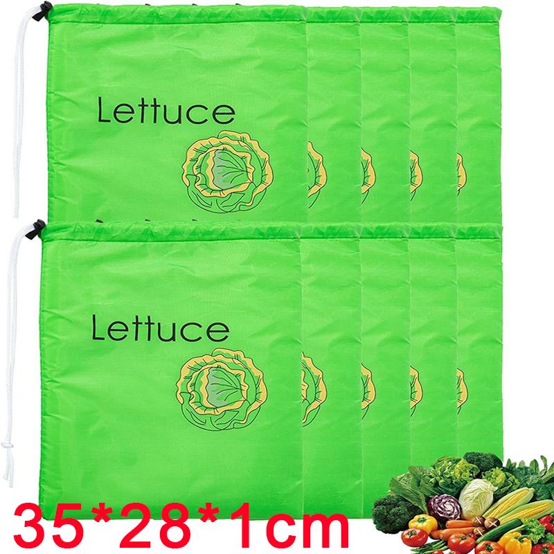 

Drawstring Food Preservation Bag Lettuce Banana Fresh-keeps Bundle Pocket Kitchen Refrigerator Organizer Vegetable Fruit Bags 1pc зелений