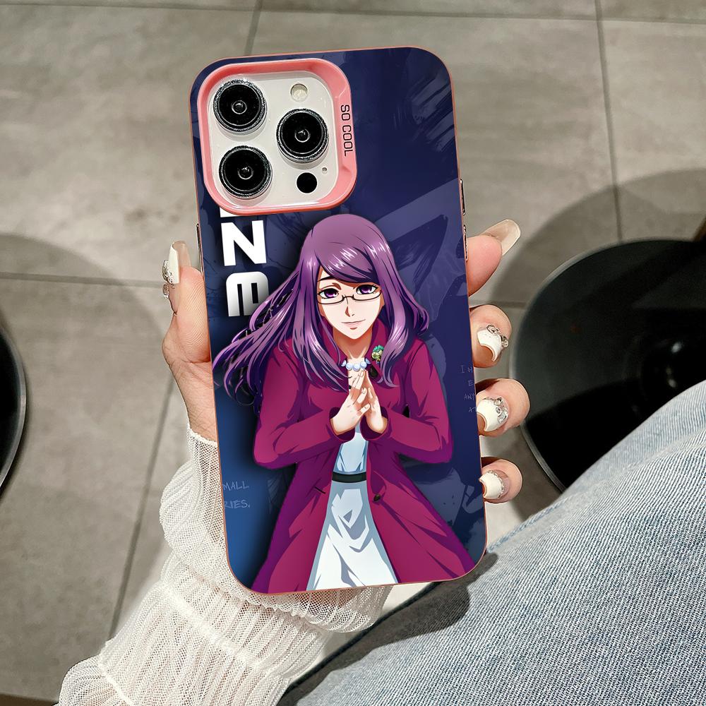 Tokyo Ghoul Rize Handyhülle für iPhone 17 16 15 14 13 12 11 X XR XS 8 7 Pro Max Plus Durchsichtige Rosa Hülle Luxus Hübsch