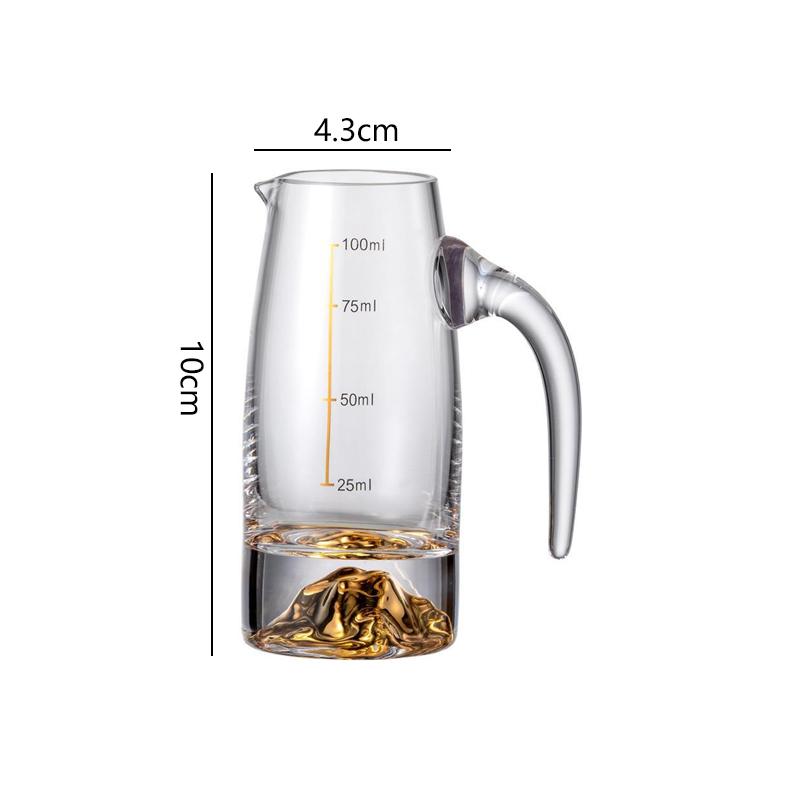 

12pcs Sets 25ml Spirits Cup Golden Edged Small Wine Cup 100ml Baijiu Dispenser Golden Mountain Shaped Wine Pot Luxury Glassware 25ml-100ml