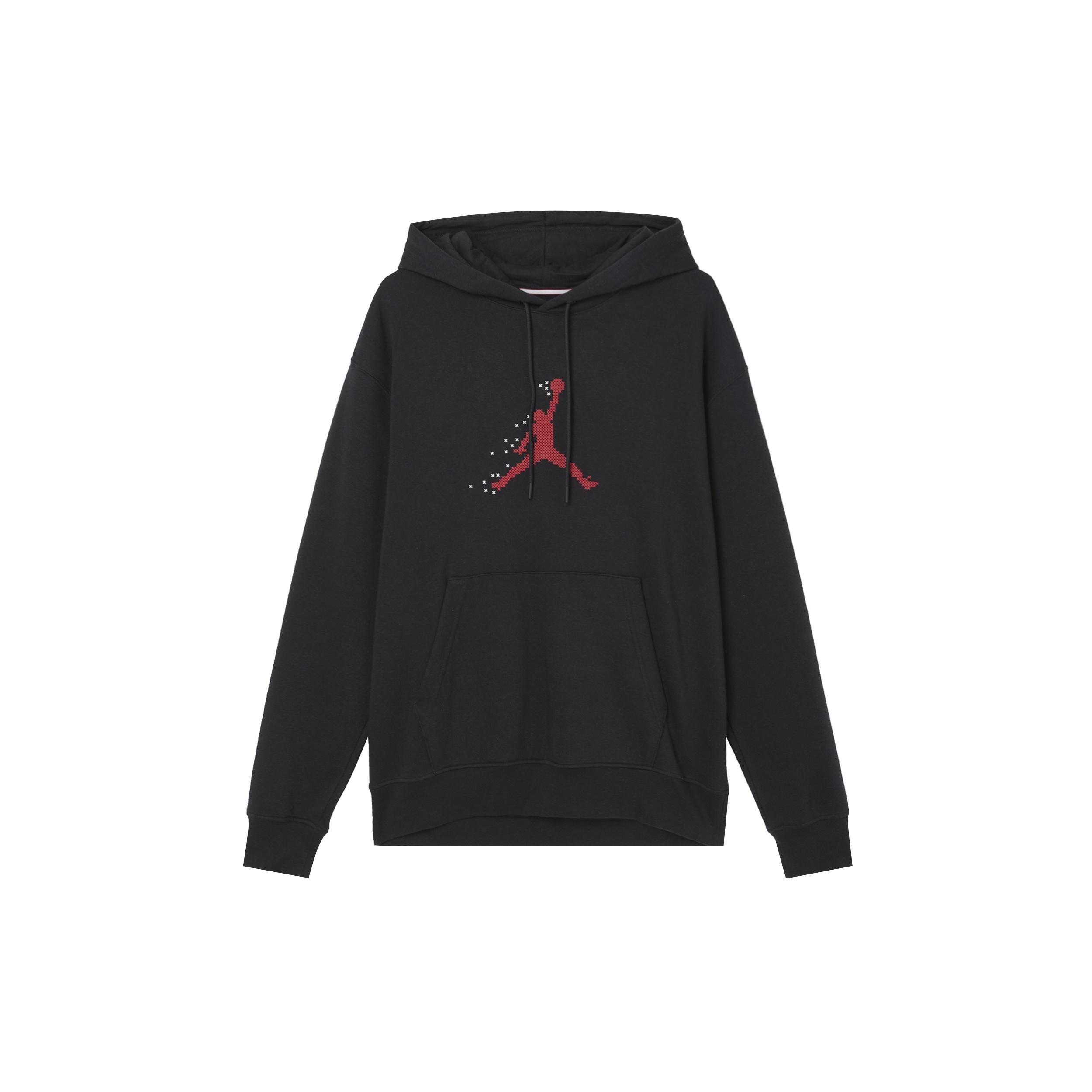 Air Jordan Holiday Fleece Pullover Hoodie Black Gym Red Men s FD7466-010 M