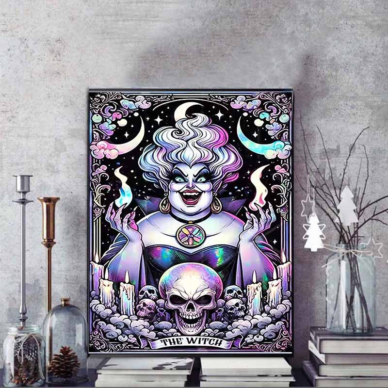 Disney 5D DIY Diamond Painting Ursula Dark Neon Tarot Style Illustration Full Round Diamond Mosaic Cartoon Dog Embroidery Art Painting Home Decor