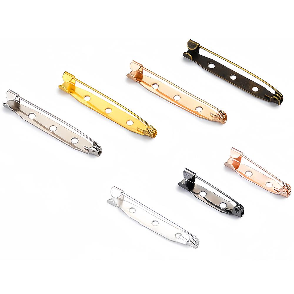 30/50pcs Brooch Clip Base Pins 15/20/25/30/35/40mm Metal Safety Pins Brooch Settings Blank Base for DIY Jewelry Making Supplies