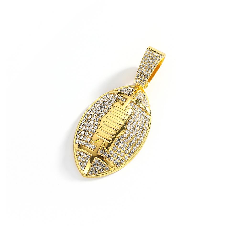 Super Bowl American Football Hip Hop Diamond Pendant Chain Popular Gold Plated Alloy Jewelry