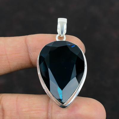 Faceted Indicolite Pendant Handmade Pendant Original Gemstone Jewelry 925 Sterling Silver Pendant Beautiful Indicolite Jewelry Gifts For Mom
