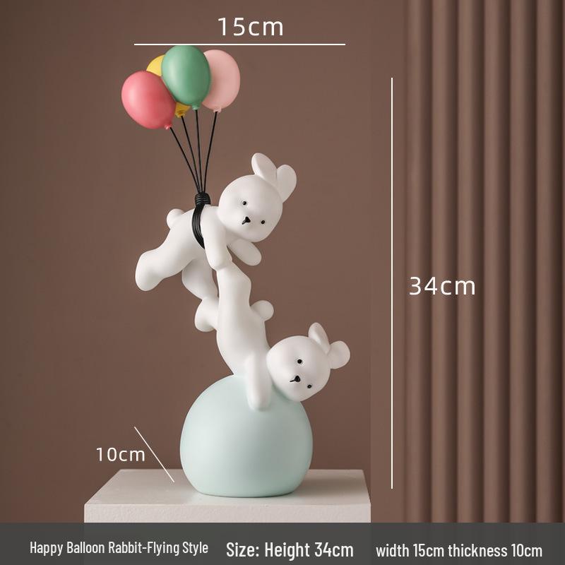 Teddy Bear Balloon Resin Figurine: Cute Wedding Gift and Girlish Room Ornament