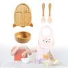 Cartoon Design Baby Fütterteller-Set Kinder Beikostschüssel mit stabilem Saugfuß für frühe Esser