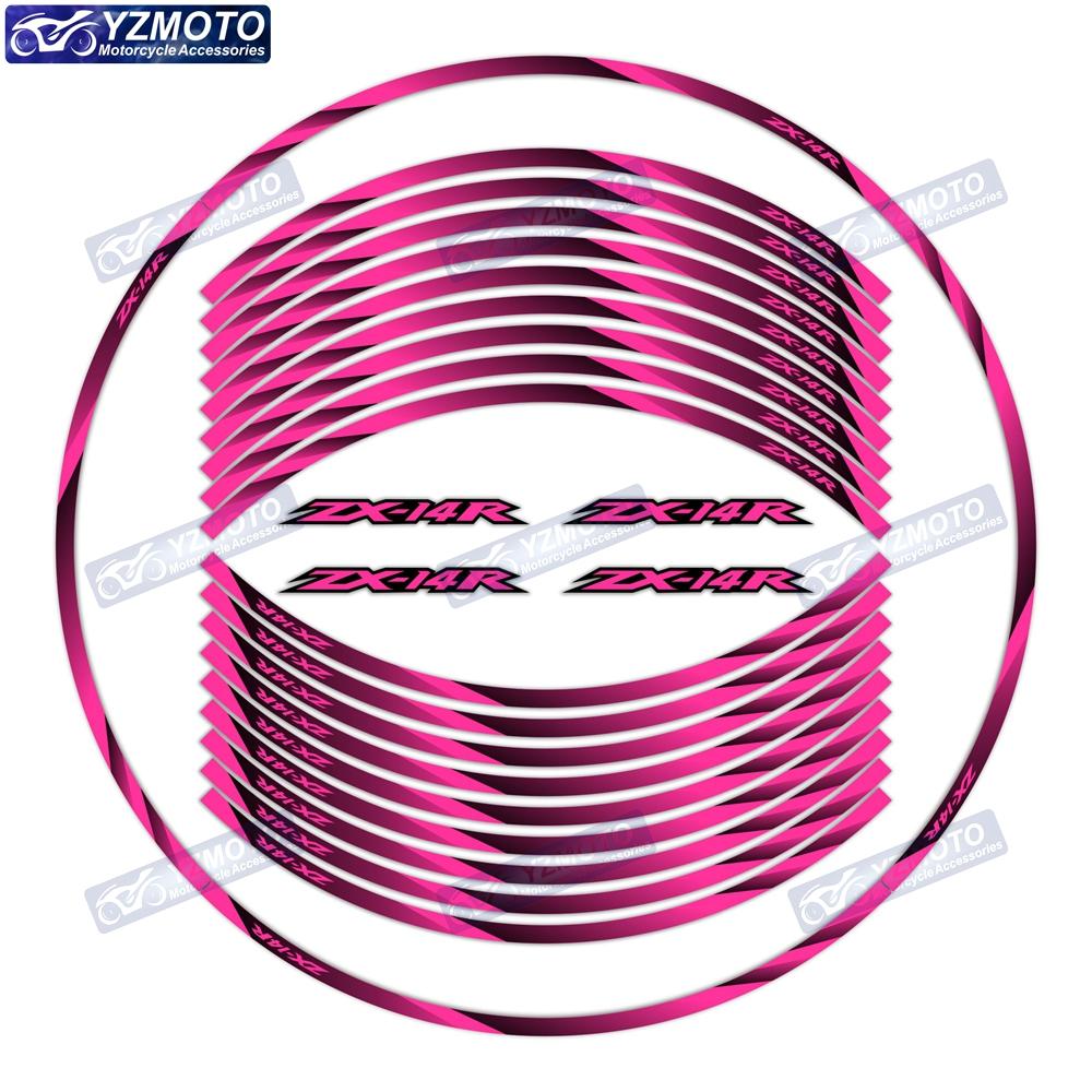 For kawasaki ZX-14R ZZR1400 motorcycle 17 inch front and rear rims decals decorate waterproof reflective wheel hub stickers