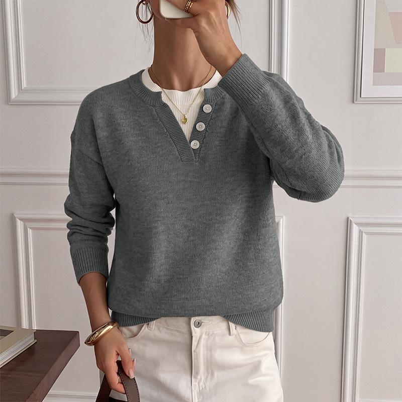 TikTok 2026 Autumn/Winter Gentle Knitwear: Loose Double-Layer V-Neck Two-Piece Sweater for Women
