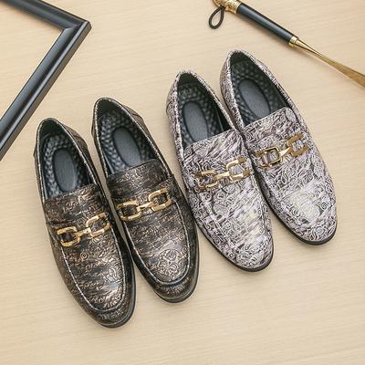 Men Printed Loafers Leather Individuality Formal Business Shoes Wedding Dress Prom Shoes Over Sized