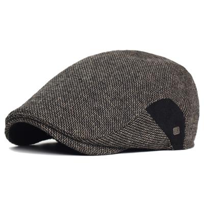 Newsboy Cap Men Winter Thick Warm Vintage Casual Stripe Berets Gatsby Flat Hat Peaked Cap Adjustable