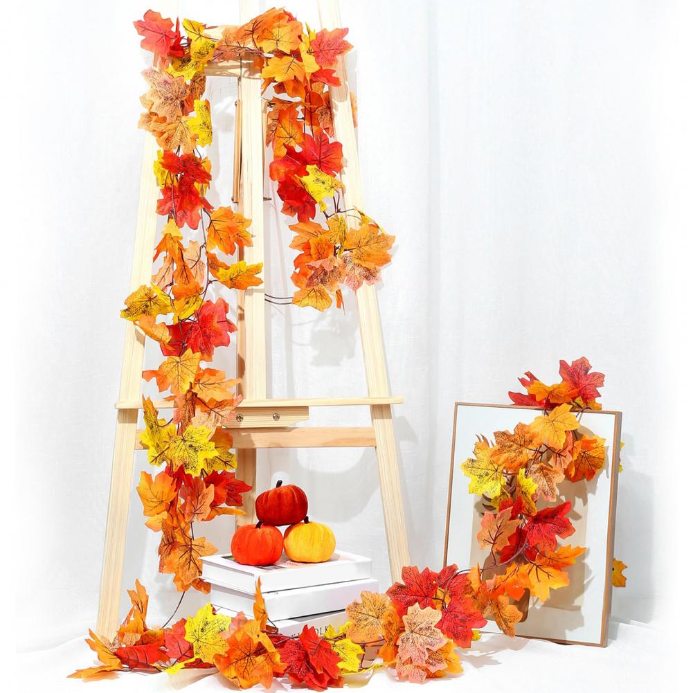 1/2Pcs 175/200CM Fall Maple Leaf Garland Indoor Outdoor Hanging Artificial Leaves Plants Vine Porch Decoration