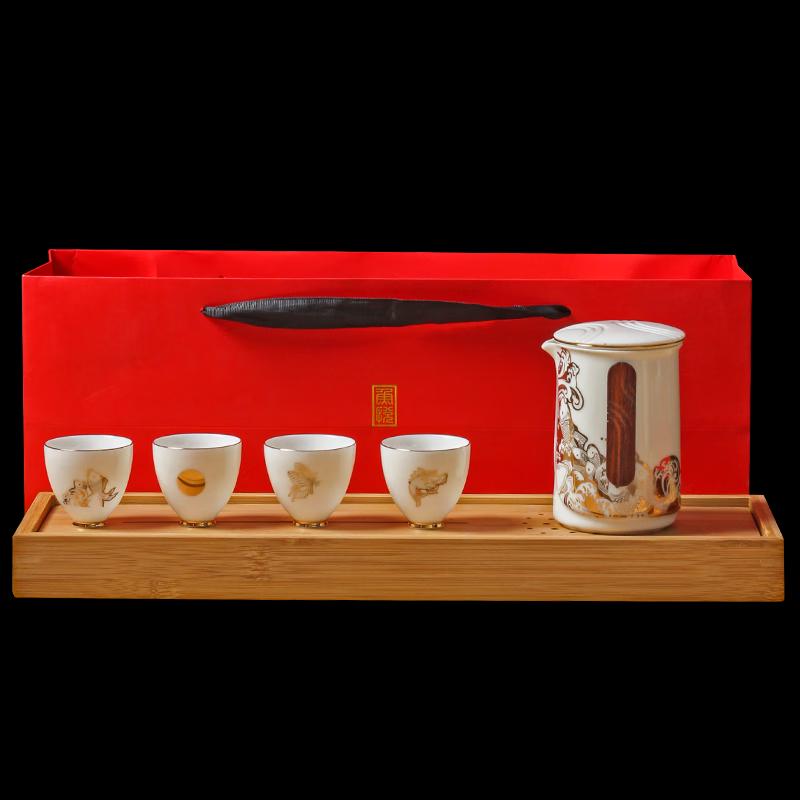 Daeun Kiln Fish Joy Portable Ceramic Tea Set