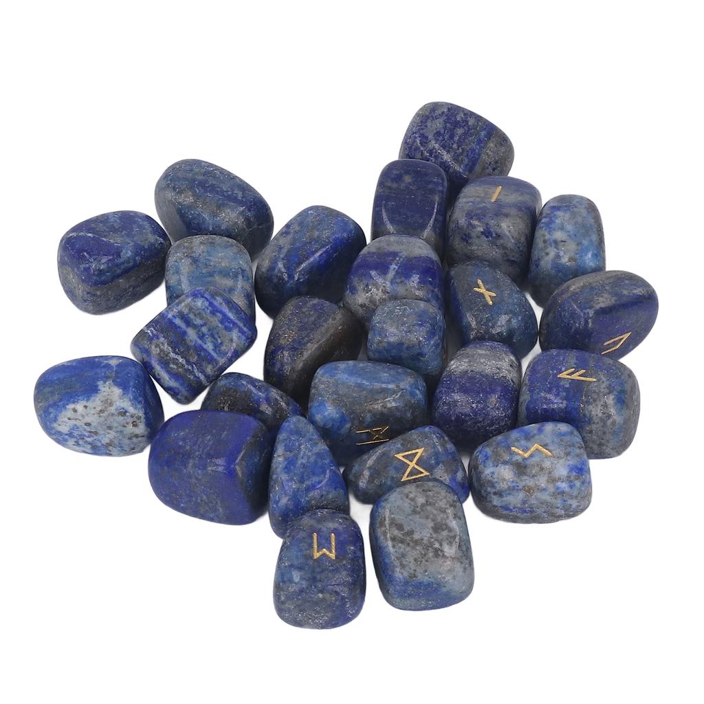 25Pcs Natural Rune Stones Engraved Elder Rune Alphabet Peaceful Mind Lettering Crystal for