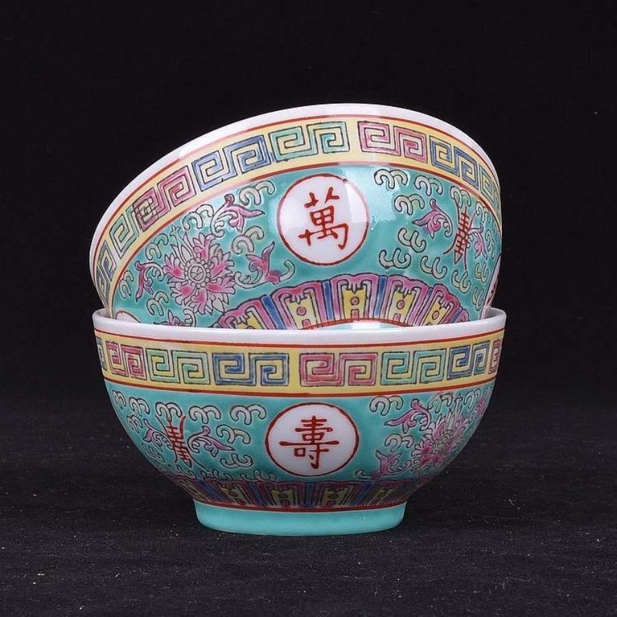 Chinese Vintage Ceramic Bowl 70's Paint Relief Rice Bowls Jingdezhen Porcelain Tableware Underglaze Luminous Soup Noodle Bowls