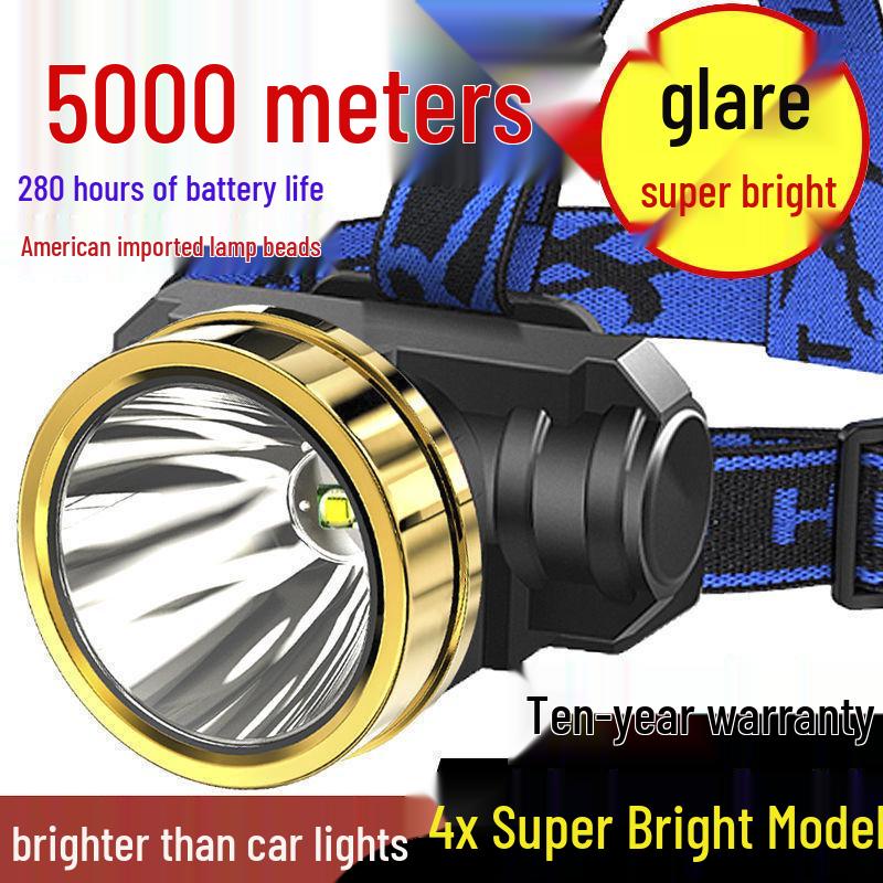 Rechargeable Xenon Headlamp: Super Bright, Long-Range Flashlight for Night Fishing, Mining, Outdoor Adventures.
