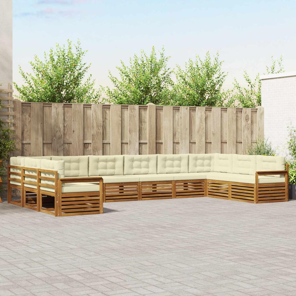 Outdoor Sofa Set 8 pcs Natural and Cream Solid Acacia Wood