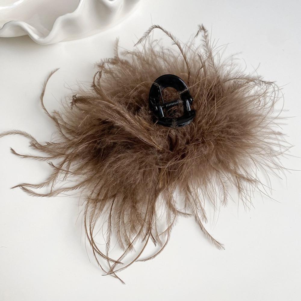 Autumn and Winter New Style Super Fairy Feather Catch Clip Large Hair Volume Large Back of The Head Shark Clip Pure Desire Wind Hair Clip Headdress