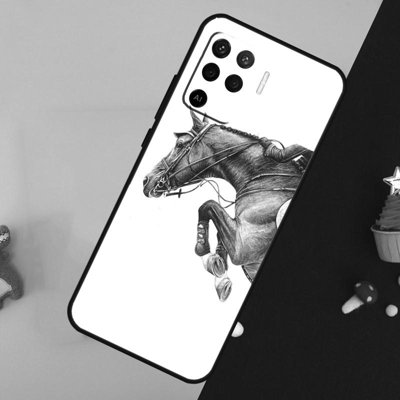 Horse Sketch Case For Oppo A5 Pro A6 A15 A16 A76 A96 A17 A57 A98 A58 A78 A18 A38 A54 A74 A94 A40 A60 A80