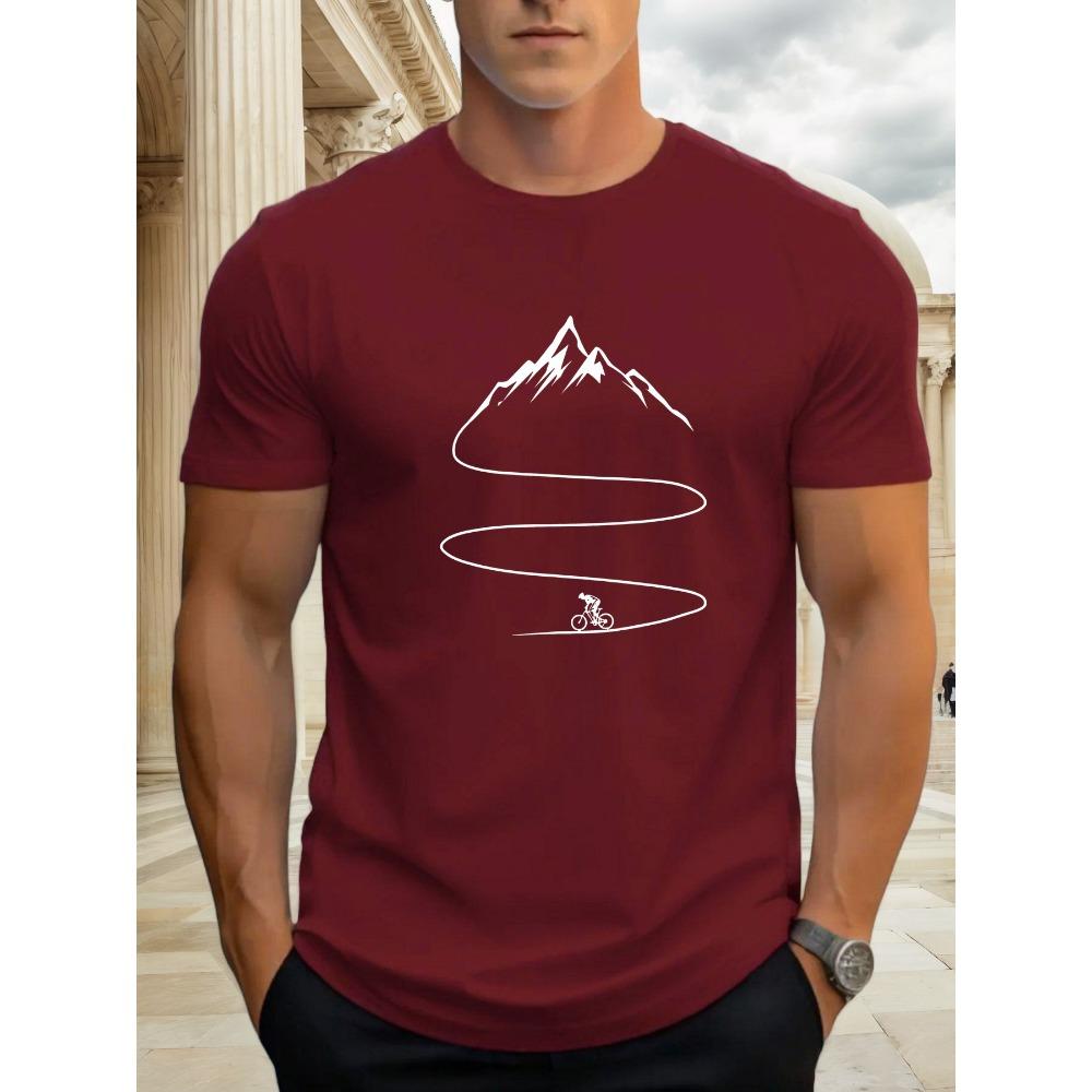 Fashionable Bicycle Hiking Pattern Printed Casual Top