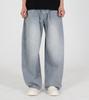 Beoteunseoul Catbrush Curved Wide Denim Pants [Light Wash]