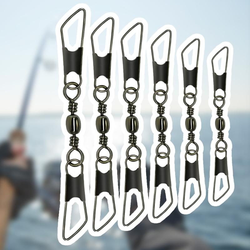 50pc Fishing Lures Hook Connector for Saltwater Freshwater Swivels with Snaps Bearing Rolling Swivels