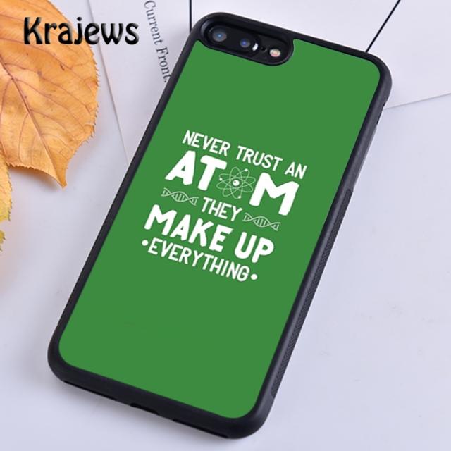 Krajews Never Trust An Atom Cool Science Phone Case For iPhone 14 5s 6s 7 8 Plus X XR XS 11 12 13 Pro Max Samsung S21 S22 Ultra