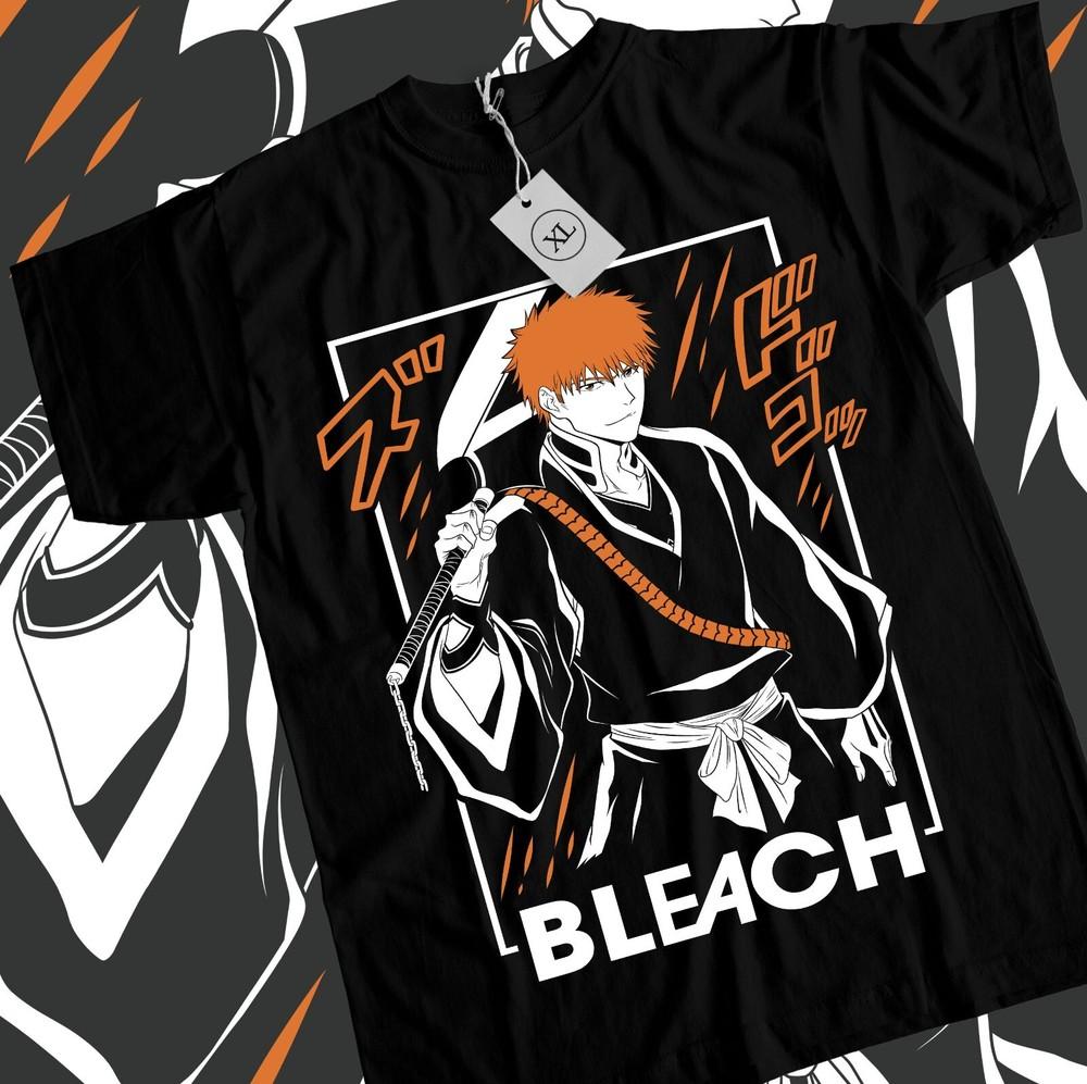 

Ichigo Kurosaki T-shirt Bleach Anime Strip Horror Shonen Jump Shirt Tee All Size Unisex T-Shirt XL