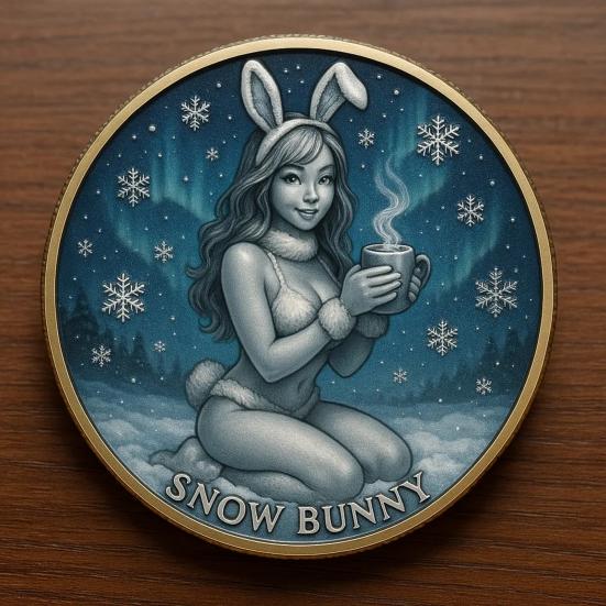 Christmas Temptation Coin Pin-Up Inspired Adults Holiday Token Metal Collectible Coin Decoration Round Keepsake Badge Stocking Stuffer Gag Gift