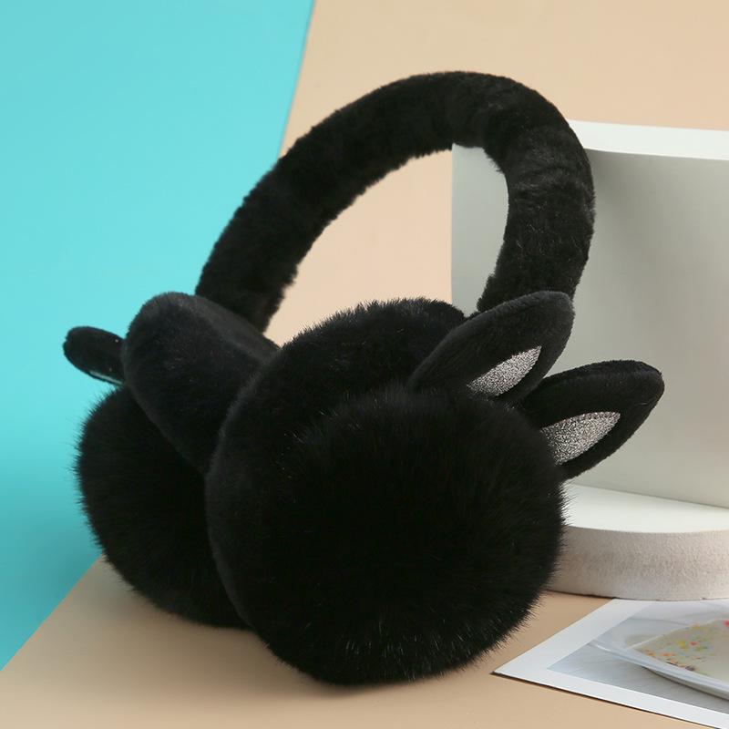 Women's Winter Cycling Earmuffs with Cute Little Rabbit Ears - Plush, Warm, and Fashionable Ear Protection