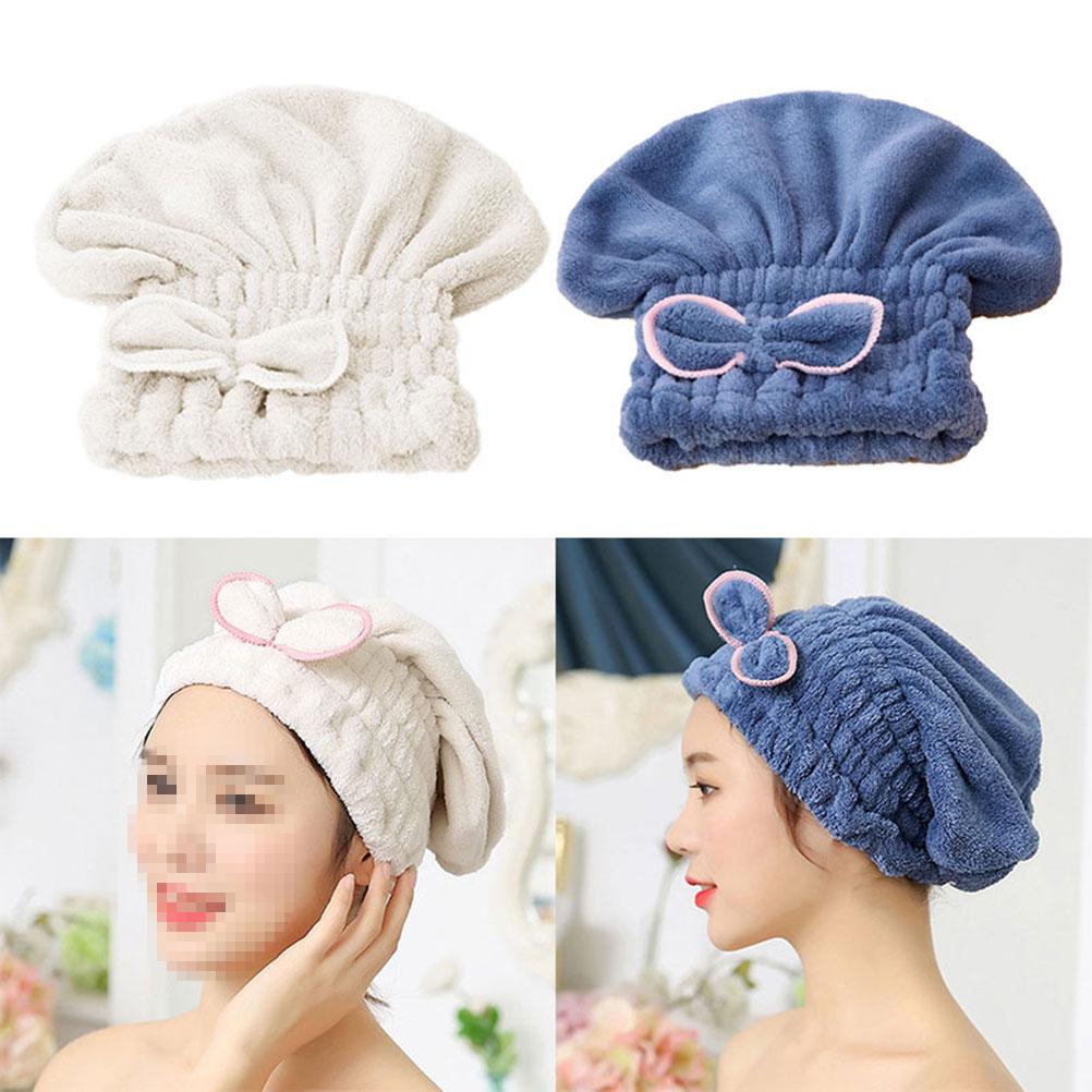 2 Pcs Coral Fleece Absorbent Hair Drying Fast Fast Drying Cap Dry Thicken Shower Women Shower Cap Microfiber Bathing