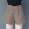 Spring 2024 Korean High-Waist Wool A-Line Shorts - Women's Wide-Leg Casual Outerwear
