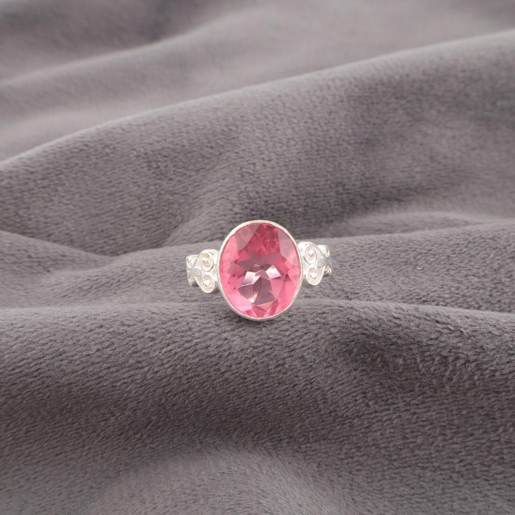 Pink Tourmaline Gemstone 925 Sterling Silver Jewelry Handmade Engagement Ring RR-66-1