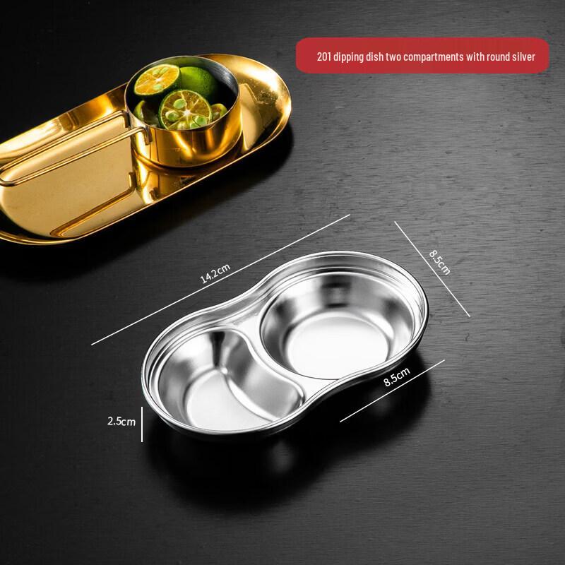 Korean 304 Stainless Steel Multi-Compartment Dipping Dish